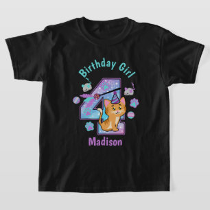 キッテン四誕生日シャツキャット誕生日 Tシャツ