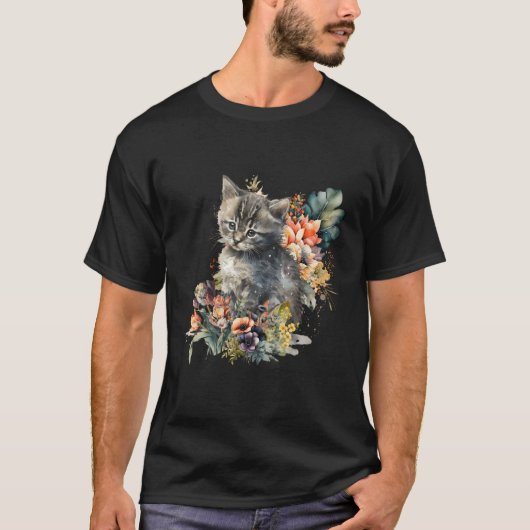 キッテン猫の水彩 Tシャツ (正面)