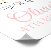 キッテン誕生日ウェルカムサインフローラ子猫顔 ポスター (角)