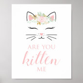 キッテン誕生日サインフローラ子猫顔 ポスター (正面)