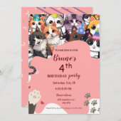 キッテン誕生日招待状 招待状 (正面/裏面)