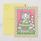 キッテン&イースターバスケットかわいい猫の休日はがき ポストカード (正面/裏面)