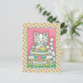 キッテン&イースターバスケットかわいい猫の休日はがき ポストカード (スタンド正面)