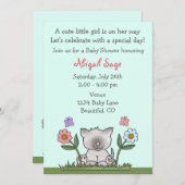 キッテン、花と蝶ベビーシャワー招待状 招待状 (正面/裏面)