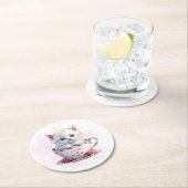 キットインカップピンク花紙コースター ラウンドペーパーコースター (インサイチュ)