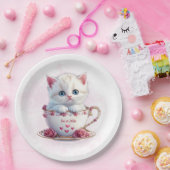 キットインカップピンク花紙プレート ペーパープレート (パーティー)