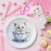 キットインカップブルーフラワーズ紙プレート ペーパープレート (パーティー)