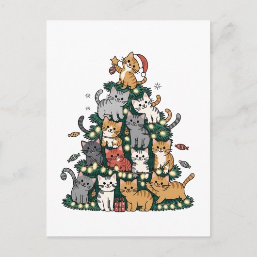 キットンおもしろいクリスマスツリーキャットペット動物愛好家 インビテーションポストカード (正面)