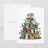 キットンおもしろいクリスマスツリーキャットペット動物愛好家 案内ポストカード (正面/裏面)