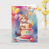 キットンアットカラフルお祝いパーティー カード (黄色い花)