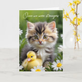 キットンアンドダクリングフレンズ誕生日 カード (黄色い花)