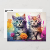 キットンイラストレーション鮮やかフローラ水彩 ポストカード (正面/裏面)