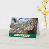 キットンストーク新生児おめでとう カード (黄色い花)