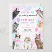 キットンパーティーすべてのパウィティ動物を呼び出す誕生日 招待状 (正面)