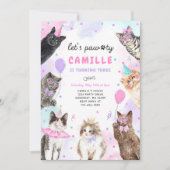 キットンパーティーレッツパワティパーティーキティキャット誕生日 招待状 (正面)