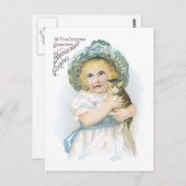 キットンビクトリアンポストカード付き広告ラベルガール ポストカード (正面/裏面)