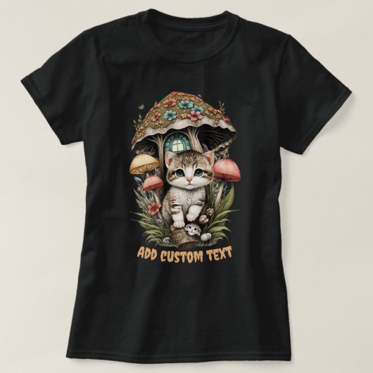 キットンマッシュルームハウスフローラ、キャットペット愛好家 Tシャツ (デザイン正面)