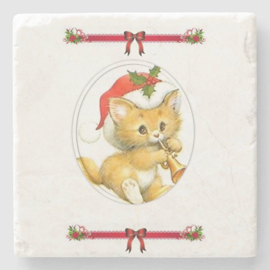 キットン大理石コースタークリスマス ストーンコースター (正面)
