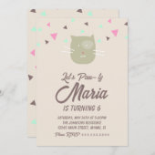 キットン誕生日ポーティパーティー動物紙吹雪 招待状 (正面/裏面)