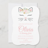 キットン誕生日招待状とフローラ子猫顔 招待状 (正面)