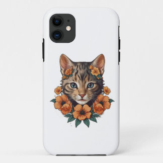キットン頭ファンタジー花イラストレーション iPhone 11 ケース