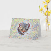 キットン顔ヴィンテージスタイルアートノートカード カード (黄色い花)