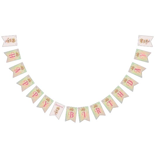 キットン魅力的ガール第1ハッピーバースデーバナー バンティングフラッグ (全)