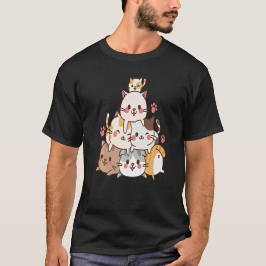 キット用遊Tシャツ可愛い猫の壁 Tシャツ (正面)