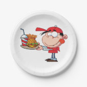 キッドおもしろいファストフードラバーバーガー、フライドリンク ペーパープレート (正面)