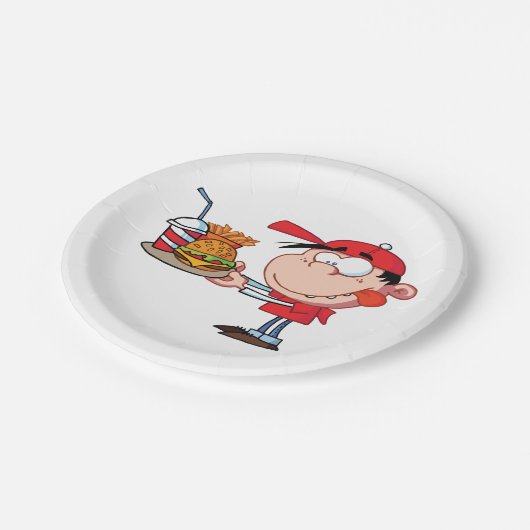 キッドおもしろいファストフードラバーバーガー、フライドリンク ペーパープレート (アングル)