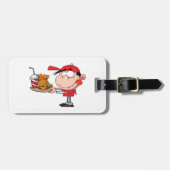 キッドおもしろいファストフードラバーバーガー、フライドリンク ラゲッジタグ (正面横)