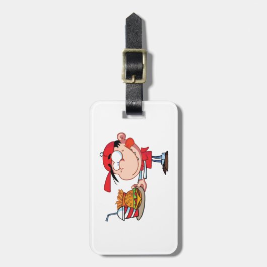 キッドおもしろいファストフードラバーバーガー、フライドリンク ラゲッジタグ (正面縦)