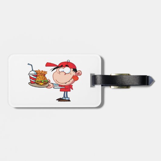 キッドおもしろいファストフードラバーバーガー、フライドリンク ラゲッジタグ (裏面横)