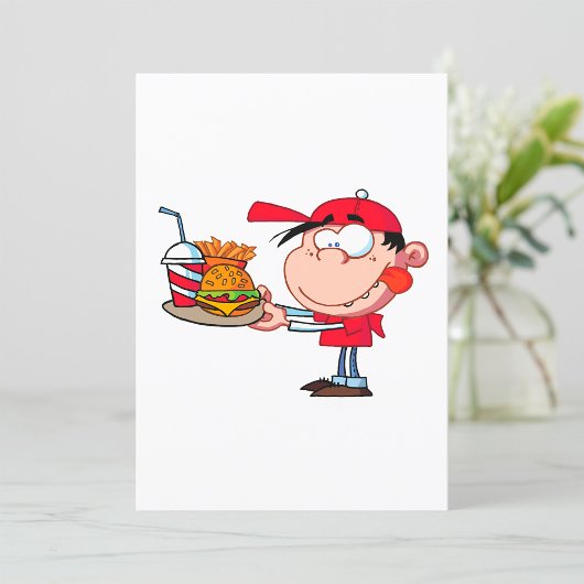 キッドおもしろいファストフードラバーバーガー、フライドリンク 招待状