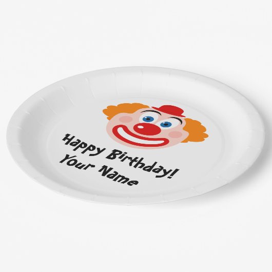 キッドおもしろい誕生日ピエロ漫画カスタム ペーパープレート (アングル)