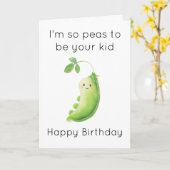 キッドおもしろい誕生日 – かわいいエンドウ豆プリンガーデニング カード (黄色い花)