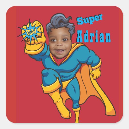 キッドすごい顔の追加パーソナライズされた スクエアシール (正面)