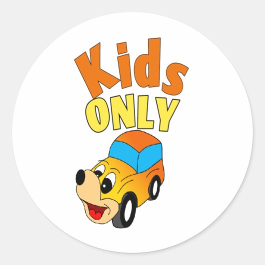 キッドの唯一の漫画ステッカーのための黄色のデザイン車 ラウンドシール (正面)