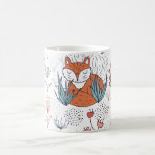 キッドの森のイラストレーション、キツネと花。 コーヒーマグカップ (中央)