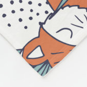 キッドの森のイラストレーション、キツネと花。 フリースブランケット (角)