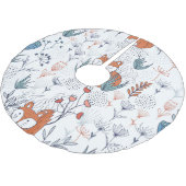 キッドの森のイラストレーション、キツネと花。 ブラッシュドポリエステルツリースカート (アングル)