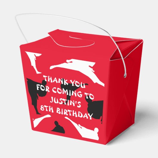 キッドの武術アーツ空手の誕生日パーティーのお願いボックス フェイバーボックス (裏面サイド)