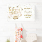 キッドの誕生日金ゴールドグリッターへようこそ 横断幕 (インサイチュ)