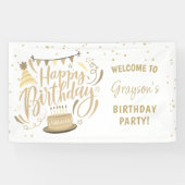 キッドの誕生日金ゴールドグリッターへようこそ 横断幕 (横)