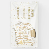 キッドの誕生日金ゴールドグリッターへようこそ 横断幕 (縦)