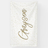 キッドの誕生日金ゴールドグリッターボーイ名 横断幕 (縦)