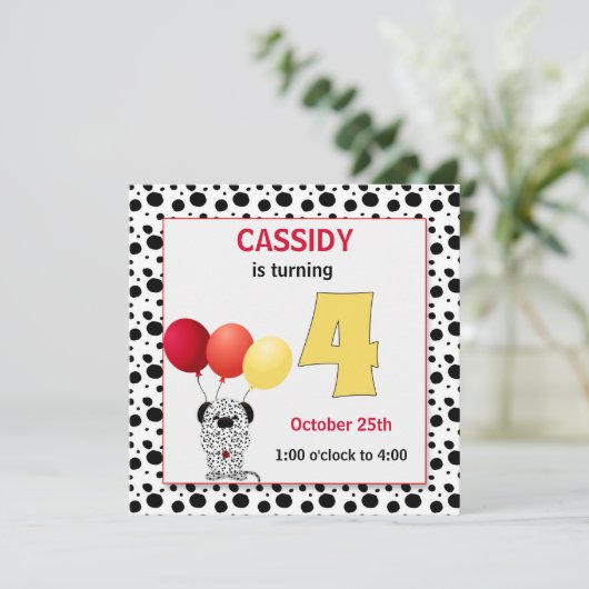 キッドの4歳の誕生日レッドとイエローダルマチア 招待状 (スタンド正面)