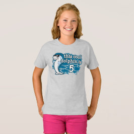 キッドの5誕生日このクールイルカは5だ Tシャツ