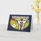 キッドの6誕生日今日は6だ!かわいい牛 カード (黄色い花)