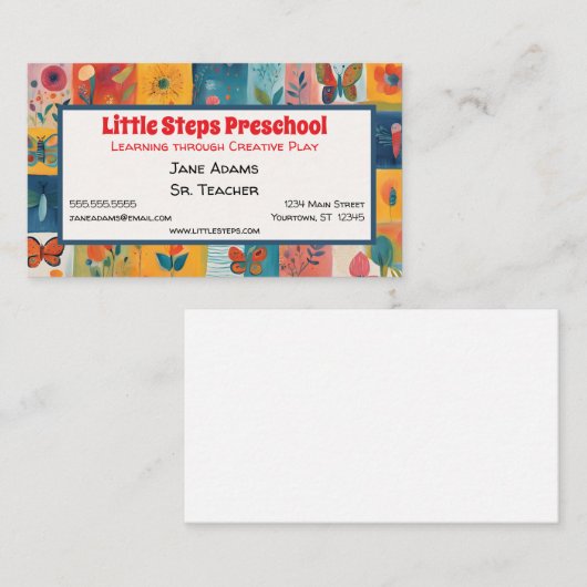 キッドアートプリスクール保育園アート先生 名刺 (正面/裏面)